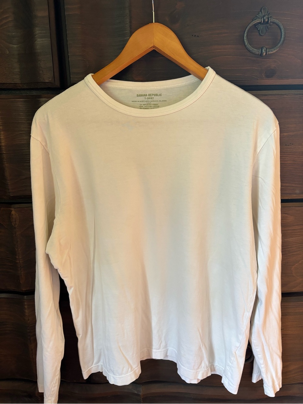 Banana Republic Women’s White Long Sleeve T-Shirt, Size L, 100% Cotton